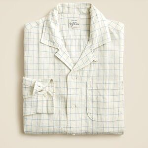 J. Crew Baird McNutt Irish linen camp-collar shirt Frank Butter Blue Men’s Plaid